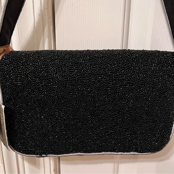 NWT Hand-Beaded Skull & Bones Purse Bag by From India To You, Black/Silver - Picture 7 of 17